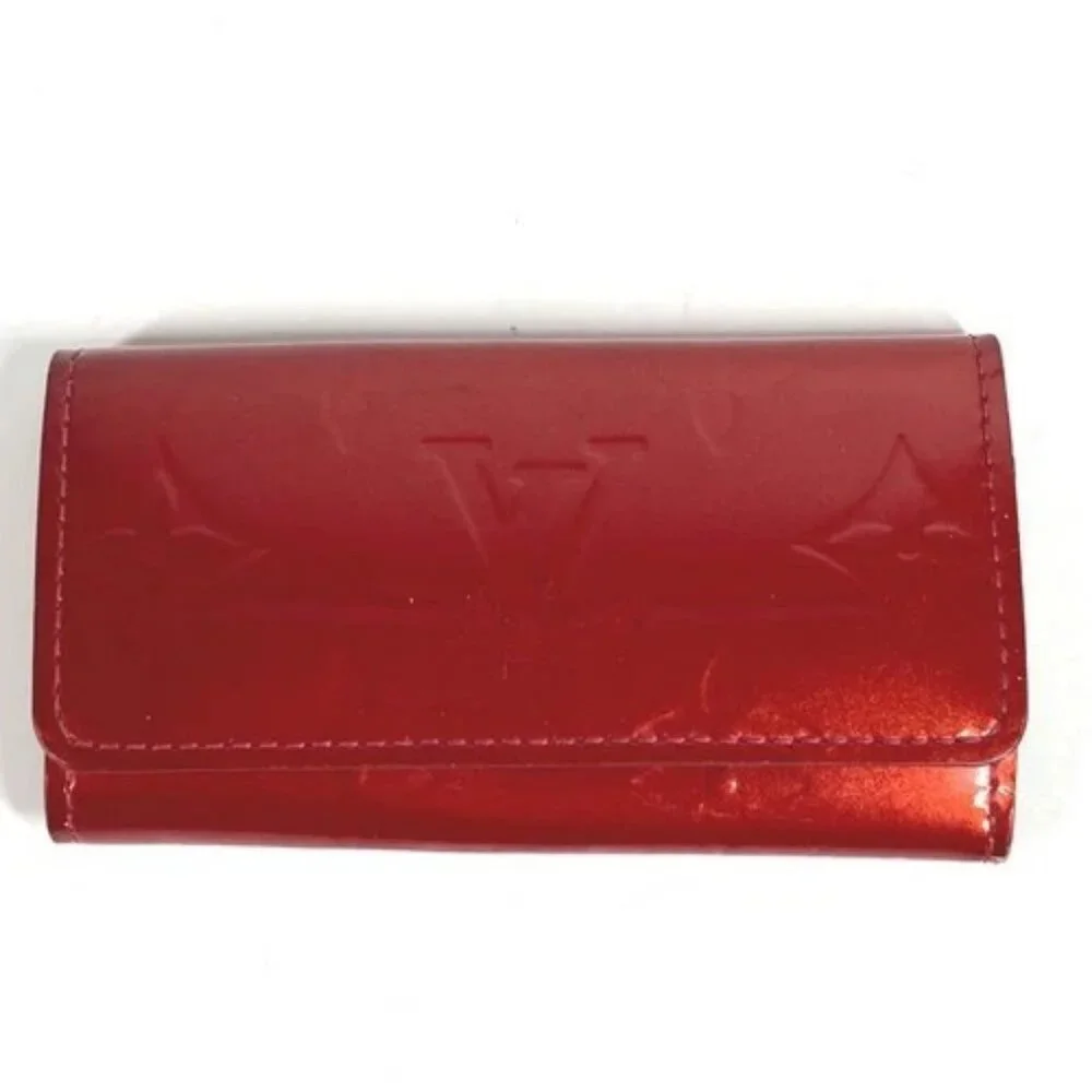 LOUIS VUITTON M91211 MonogramVernis Multicles4 key 4p Key Case Pomdamul Red - Picture 1 of 11